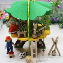 Niños DIY árbol de madera Toy Doll House con muebles